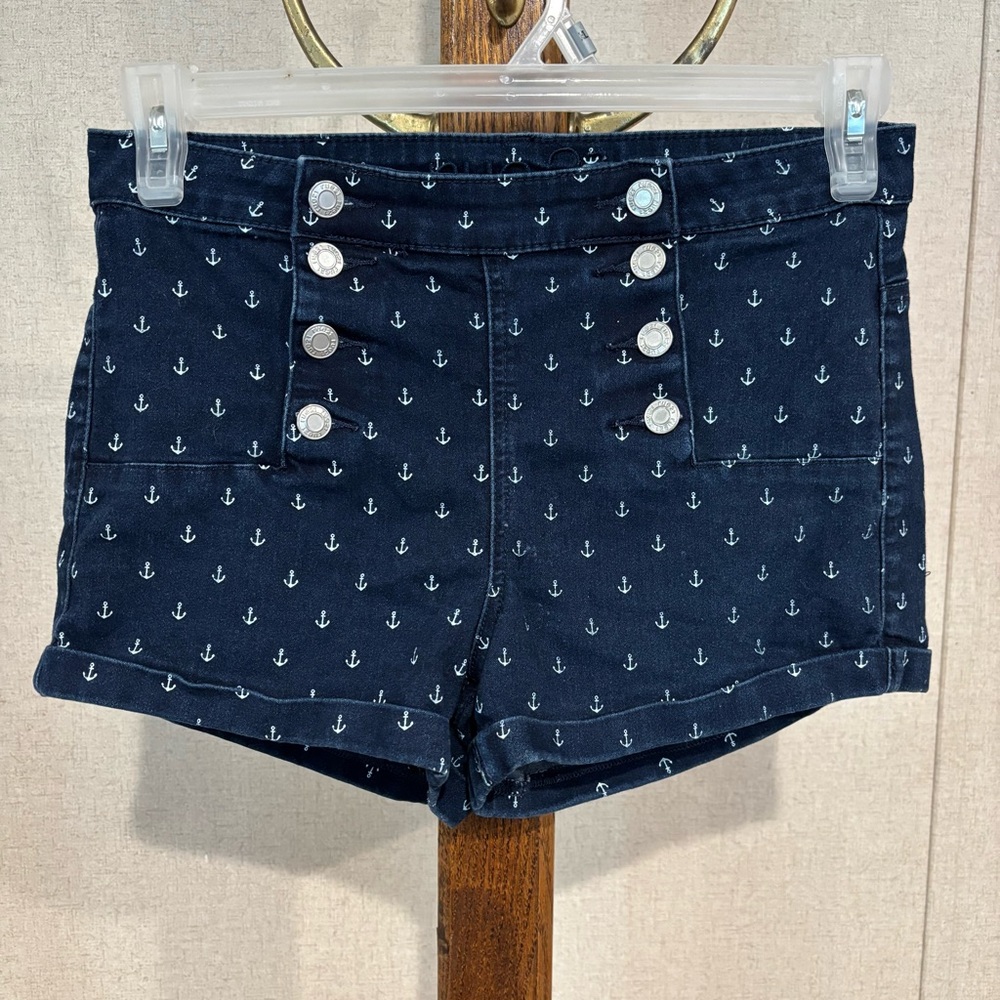 Rue 21 Navy Anchor Print Women's Shorts Size 5/6 Preowned